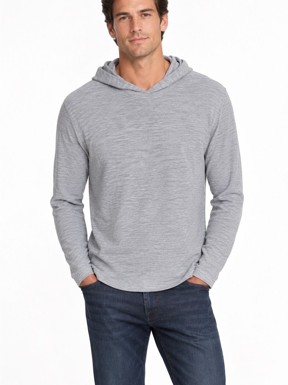 Vince Men’s Heather Grey Hooded Pullover Size Medium